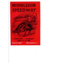 Wimbledon 1968 v Glasgow speedway programme