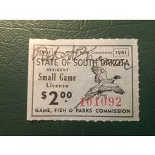 ICOLLECTZONE US South Dakota 1961 Resident Small Game Revenue Stamp VF used