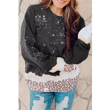 Black Leopard Bleached Pullover Sweatshirt