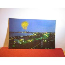 NIGHT SCENE OF SINGAPORE CITY, SINGAPORE unused postcard dated 1971 =