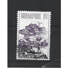 Singapore.SG196 $1 Fullerton Building and Singapore River.Fine Used.Jun25