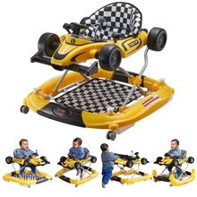 4-in-1 Baby Walker, Foldable Baby Activity Center on Wheels, Adjustable Heig...