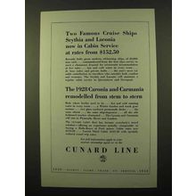 1928 Cunard Cruise Ad - Famous Ships Scythia Laconia