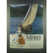 1985 Merit Ultra lights Cigarettes Ad - Sailboat
