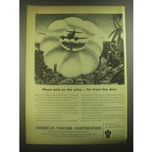 1945 American Viscose Corporation Ad - Phone wire on the wing front line Duty