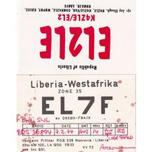 Republic Of Liberia Kasee QSL 2x Amateur Radio Card