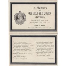 Queen Victoria 1901 Frogmore Browning Poem 2x Antique Funeral Card s