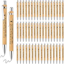 Fumete 10 Pcs Bible Verse Bamboo Pens Wooden Christian Pens Retractable Inspirat