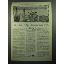 1931 Autogiro Aircraft Ad - First Public Announcement