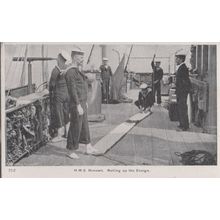 HMS Renown Rolling Up The Ensign Rare Military Postcard