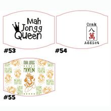 MAH JONGG Face Masks (Choice of Designs)[ ]