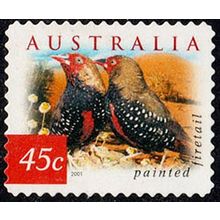 Australia 2001 Bird 45c Used P&S Stamp Painted Firetail 11.25 Perf