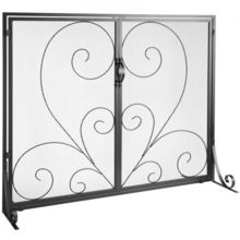 Fireplace Screen 1 Panel with Door, Sturdy Iron Mesh Fireplace Screen, 39"(L...