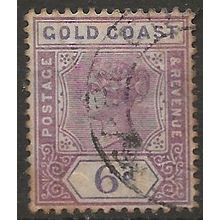 Gold Coast 1898 SG30 6d Dull Mauve & Violet Wmk Crown CA Fine Used. .