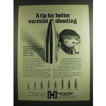 1973 Hornady Hollowpoint Bullets Ad - A Tip for Better Varmint Shooting