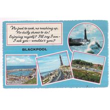 BLACKPOOL, LANCASHIRE. MULTIVIEW. used vintage postcard by Bamforth 1977 pm =