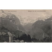 Wengen Grand Hotel National Antique Swiss Aerial Postcard