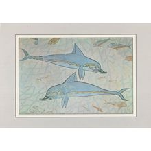 Greek Blue Dolphins Fish Stunning 1600 BC Fresco Painting Postcard