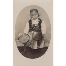 Girl Child in Romany Fancy Dress Gypsy Old Real Photo Postcard