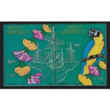 Mexico Macaw Birds Flowers Shop UPAEP 2v pair 1991 MNH SG#1994-1995