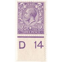 GB KGV 1913 3d BLUISH VIOLET SG376 MOUNTED MINT CONTROL D4