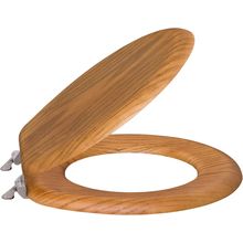 Centoco Oak Wooden Toilet Seat Round, Closed Front with Cover, Residential, Chro