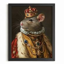 King Rat Wall Art Cute Rat Portrait Renaissance Painting Royal Rat Poster Print