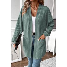 Canton Textured Knit Side Pockets Open Front Cardigan