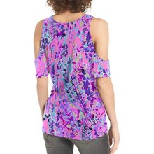 Multicolor Lavender Floral Print Cold Shoulder Blouse