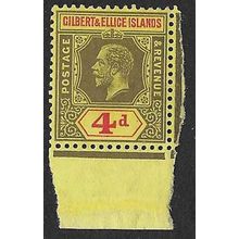 GILBERT & ELLICE ISLANDS GV 1912-24 WMK MULTI-CROWN CA 4d MINT + TAB SG17