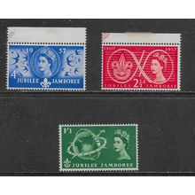 GB 1957 SCOUTS JUBILEE SET MINT 1/3D HINGED SG557 559 SG