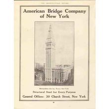 american bridge company 1910 metropolitan life ins tower ny vintage ad