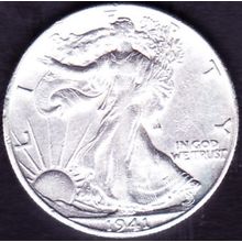 1941 D USA 50 Cents Silver Coin Liberty Walking