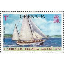 GRENADA, SEA, Carriacou Regatta, twin mast yacht, blue 1973, 1c