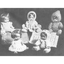 Vintage Doll Knitting Crochet Mary Maxim #187 Small Cuddly 9” Sets Doll Wardrobe