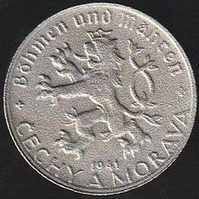 1941 Czechoslovakia 50 Haleru Coin German Occupation