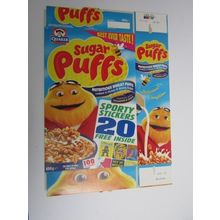 Quaker Sugar Puffs 2002 Cereal Box Sporty Stickers 450g Box only