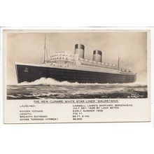 The New Cunard White Star Line Liner Mauretania RP Postcard