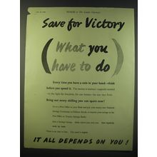 1940 National Savings Ad - Save for Victory (What you have to do)