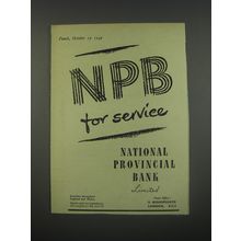 1949 National Provincial Bank Ad - NPB for service