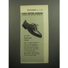 1957 Saks Fifth Avenue Shoes Ad - S.F.A's hand-sewn oxford