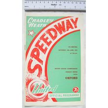 1973 Cradley Heath v Oxford Speedway Programme - 16th June