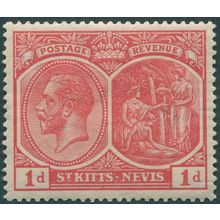 St Kitts-Nevis 1921 1d rose-carmine SG38 unused
