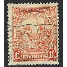 BARBADOS 1925-35 COLONY BADGE 1½d PERF 13½ X 12½ USED SG231ca