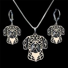 New Silver Tone Puggle Dog Charm Pendant Necklace & Earring Set
