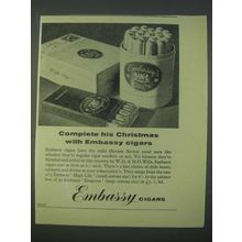 1959 W.D. & H.O. Wills HO. Wills Embassy Cigars Ad - Complete his Christmas