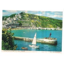 BATHING BEACH AND PIER, LOOE, CORNWALL unused vintage postcard by John Hinde =