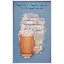 Health & Pint Of Beer Ale From Luss Loch Lomond Old Scottish Postcard