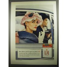 1956 L&M Cigarettes Ad - Just where you'd expect to find L&M