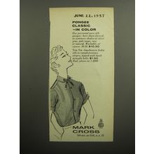 1957 Mark Cross Fashion Ad - Pongee Classic - in Color